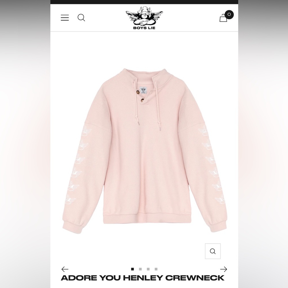 Boys Lie Adore You Henley Crewneck L/XL